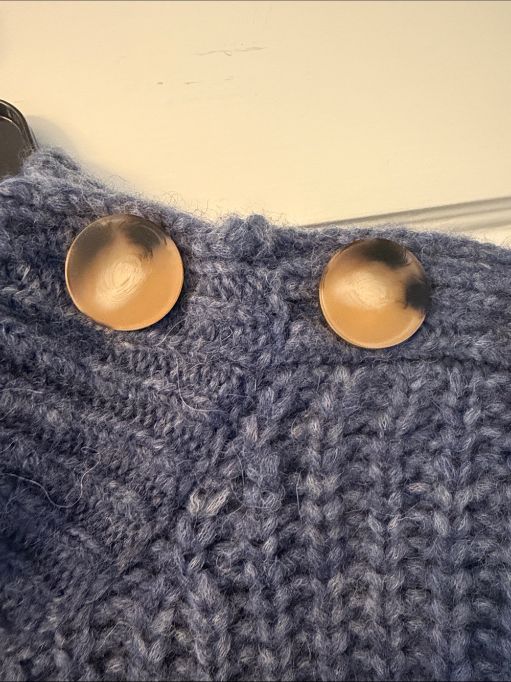 Sezane Button-Shoulder Knit Sweater - Blue - Picture 3 of 6